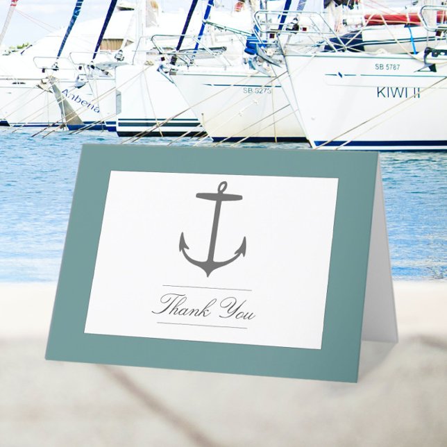 Einfache Nautic Anchor-Hochzeit | AQUAMARIN Dankeskarte (Teal Simple Nautical Anchor Wedding Thank You Card)
