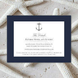 Einfache Nautic Anchor-Hochzeit | Marineblau Begleitkarte