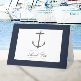 Einfache Nautic Anchor-Hochzeit | Marineblau Dankeskarte