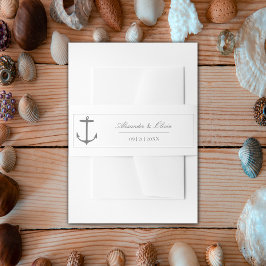 Einfache Nautic Anchor-Hochzeit | weiß Einladungsbanderole