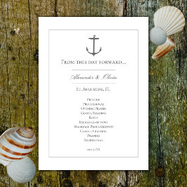 Einfache Nautic Anchor-Hochzeit | weiß Programm