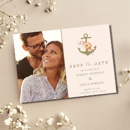Einfache Nautical Boho Blumenhochzeit retten das D Ankündigungspostkarte