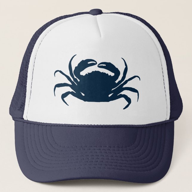 Einfache Navi Blue Sea Crab Illustration Truckerkappe (Vorderseite)