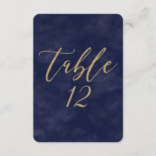 Einfache Navy-Aquarell- und Gold-Hochzeitstisch-Nu Einladung