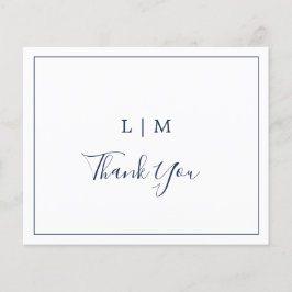 Einfache Navy Blue Budget Hochzeit Dankeschön Kart