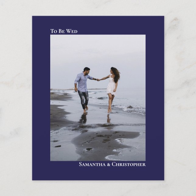 Einfache Navy Blue BUDGET Hochzeit Foto Einladung (Vorderseite)