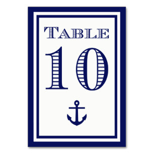Einfache Navy Blue Gerahmt Ankertafel #10 Tischnummer