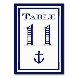 Einfache Navy Blue Gerahmt Ankertafel #11 Tischnummer