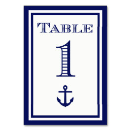 Einfache Navy Blue Gerahmt Ankertafel #1 Tischnummer