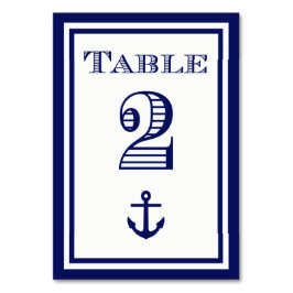 Einfache Navy Blue Gerahmt Ankertafel #2 Tischnummer