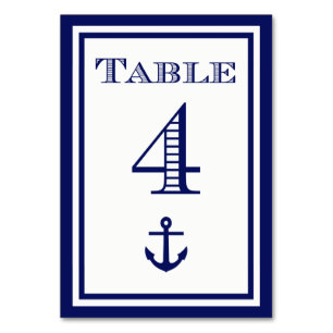 Einfache Navy Blue Gerahmt Ankertafel #4 Tischnummer