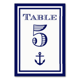 Einfache Navy Blue Gerahmt Ankertafel #5 Tischnummer