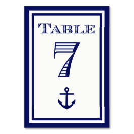 Einfache Navy Blue Gerahmt Ankertafel #7 Tischnummer
