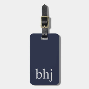 Einfache Navy Blue Initial Monogram Gepäckanhänger