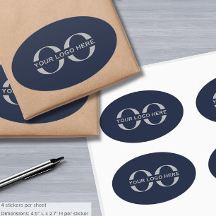 Einfache Navy Blue-Logo-Aufkleber Ovaler Aufkleber