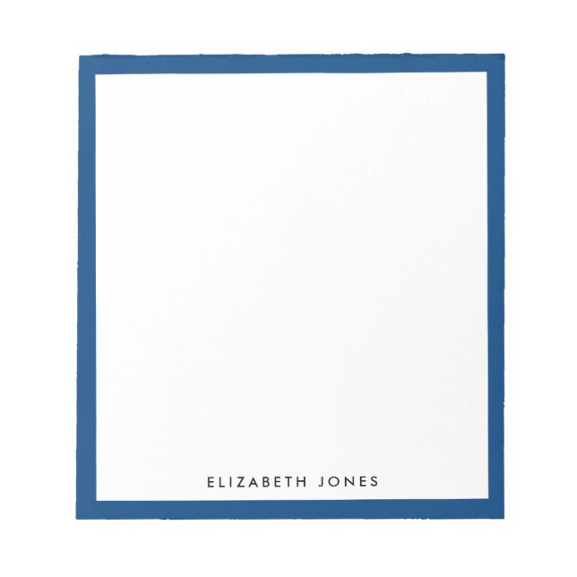 Einfache Navy Blue Minimalistisch Moderne, stilvol Notizblock (Vorderseite)