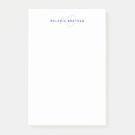 Einfache Navy Blue Minimalistisch Two Monogram Nam Post-it Klebezettel