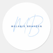 Einfache Navy Blue Minimalistisch Two Monogram Nam