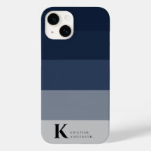 Einfache Navy Blue Ombre Gray Classic Monogram