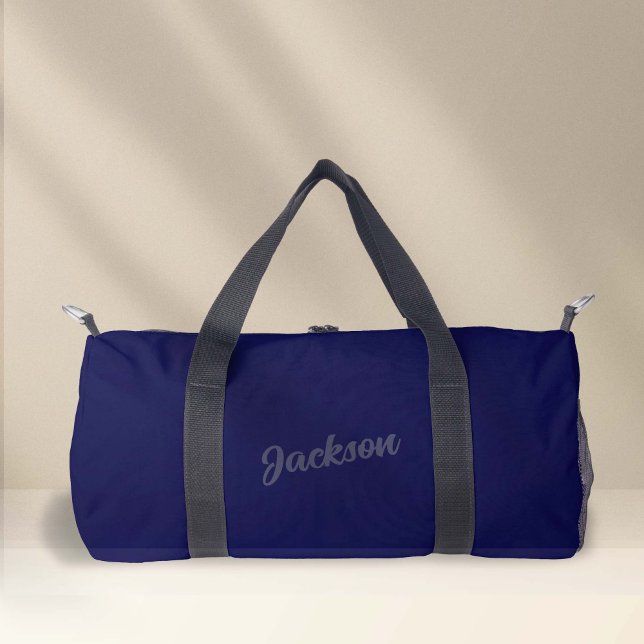 Einfache Navy Blue Personalisiert Name Fitness Duffle Bag (Simple Navy Blue Personalized Name Duffel Bag.)