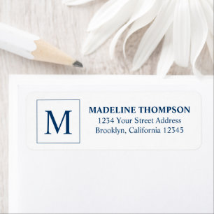 Einfache Navy Blue Square Border Monogram