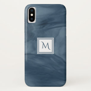 Einfache Navy Blue Subtle Marble Moderne Monogram iPhone X Hülle