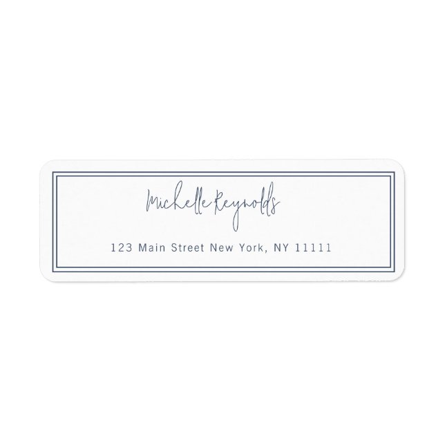 Einfache Navy Blue Typografie Rücksendeadresse (Vorne)