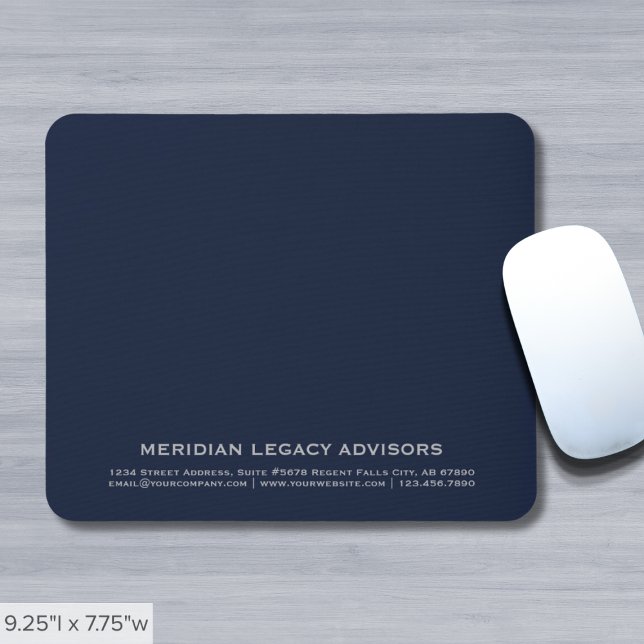 Einfache Navy Blue und Grautypografische Mousepad (Von Creator hochgeladen)