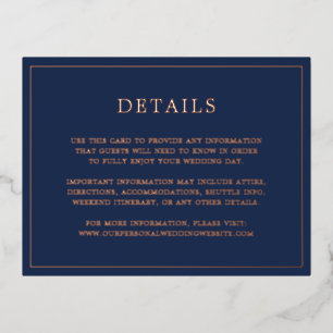 Einfache Navy Blue Wedding Foil Enclosure Card Folie Einladungspostkarte