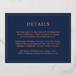 Einfache Navy Blue Wedding Foil Enclosure Card Folie Einladungspostkarte