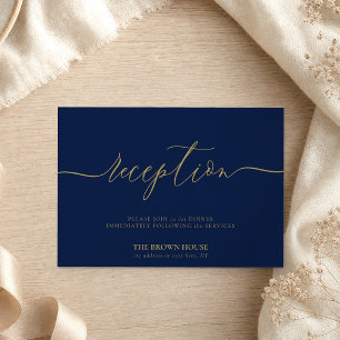 Einfache Navy-Gold-Signatur-Party-Rezeption Einladung