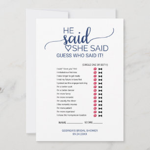 Einfache Navy-Kalligraphie sagte er, sie sagte Gam Karte