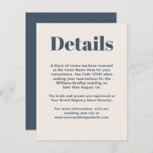 Einfache Navy Moderne Minimalistische Hochzeitdeta