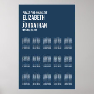 Einfache Navy-Typografie-Hochzeitstabelle Poster
