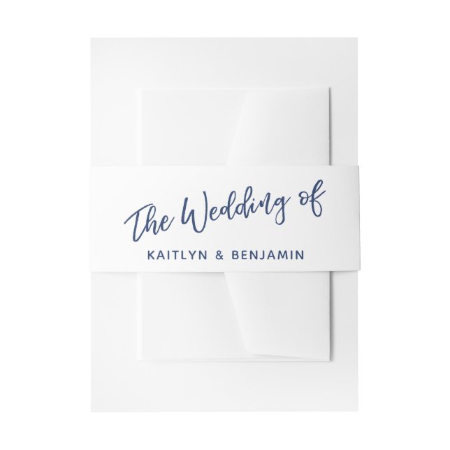 Einfache Navy & White Typografie - Hochzeit von Einladungsbanderole (Vorderseite Beispiel)
