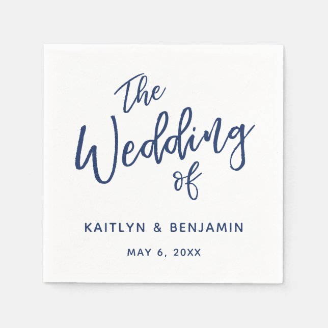 Einfache Navy & White Typografie - Hochzeit von Serviette (Vorderseite)