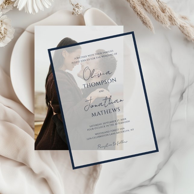 Einfache Navyblaue Rahmen-Schrift-Overlay-Hochzeit (Von Creator hochgeladen)