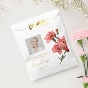 Einfache Nelken-Foto-Trauer-Samen Geschenktütchen