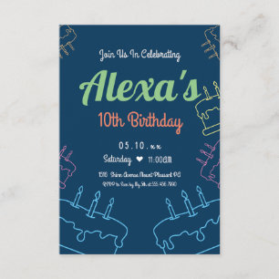 Einfache Neon 10. Geburtstag Einladung Anpassbar