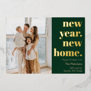 Einfache Neujahr-Neues-Zuhause-Foto-Umzug Folien Feiertagskarte