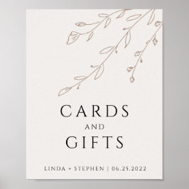 Einfache neutrale beige Botanische Karten und Gesc Poster