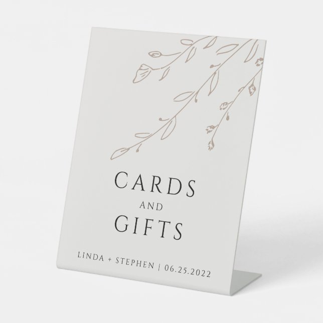 Einfache neutrale beige Botanische Karten und Gesc Sockelschild (Vorderseite)