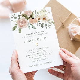 Einfache neutrale Blume Erste Kommune Einladung