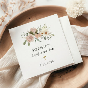 Einfache neutrale Blume Konfirmation Serviette