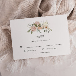 Einfache neutrale Boho-Blume | Hochzeit RSVP Karte