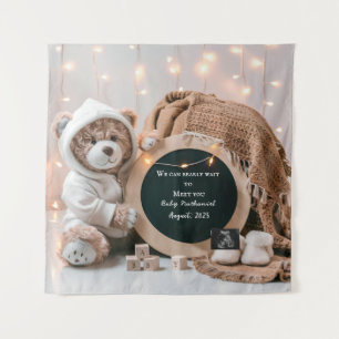 Einfache neutrale digitale Schwangerschaftsankündi Wandteppich