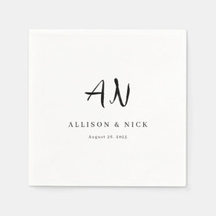 Einfache neutrale Monogramm-Hochzeit Napkins Serviette