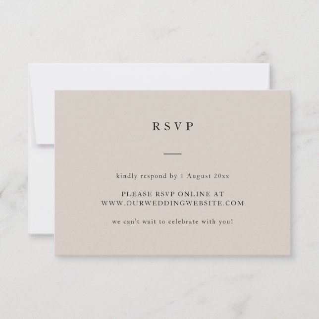Einfache, neutrale Text-Seite nur für elegante Hoc RSVP Karte (Vorderseite)