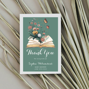 Einfache New Chapter Storybook Blumen Baby Shower  Dankeskarte