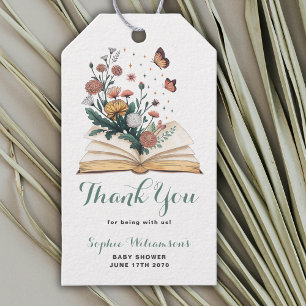 Einfache New Chapter Storybook Blumen Baby Shower Geschenkanhänger
